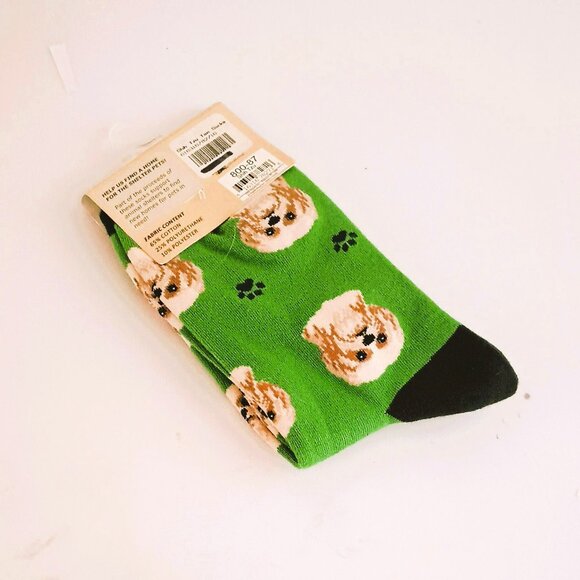 Sock Daddy Green Shih Tzu Socks Unisex One Size Fits Most - Picture 2 of 5
